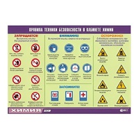 Таблица демонстрационная "Правила техники безопасности в кабинете химии" (винил 70х100) - «globural.ru» - Новосибирск