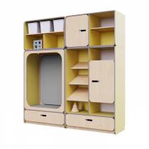 Детская стенка с местом для хранения и прямоугольной зоной отдыха из коллекции «НЕГА» (цвет желтый) - «globural.ru» - Новосибирск