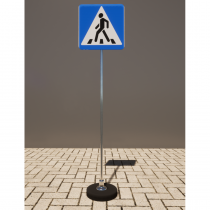 Знак дорожный "Пешеходный переход" 5.19.1 типоразмер 40 на стойке с основанием 3кг - «globural.ru» - Новосибирск