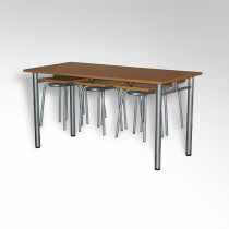 Стол обеденный 6-ти местый на металлокаркасе с навесами под табурет - «globural.ru» - Новосибирск