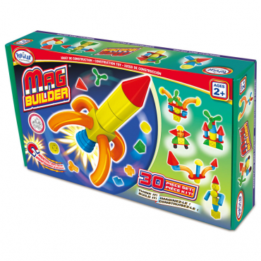 Магнитный конструктор Строитель. Базовый 30 деталей + колесная база. Стартовый набор - «globural.ru» - Новосибирск